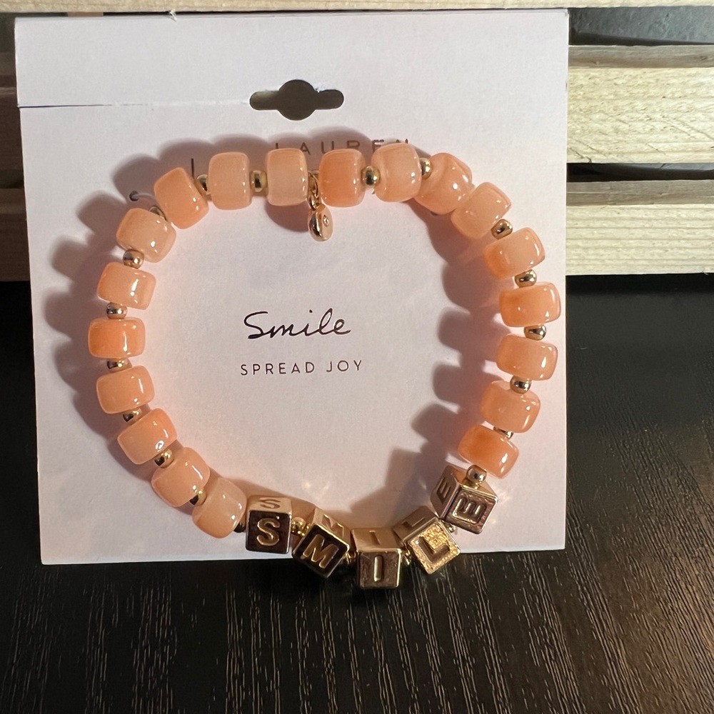 🌸 4/$25 LC Lauren Conrad SMILE Beaded Stretch Bracelet